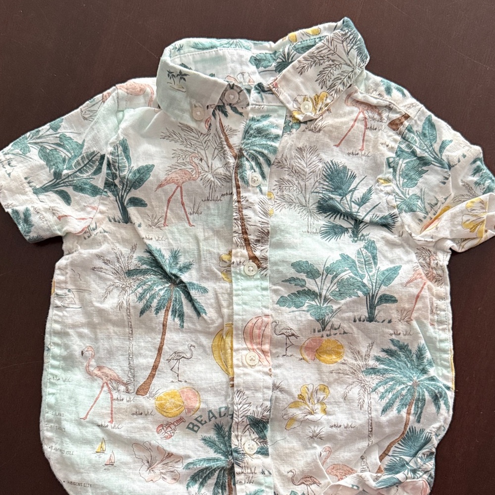Janie and Jack Tropical Print Button Down Shirt